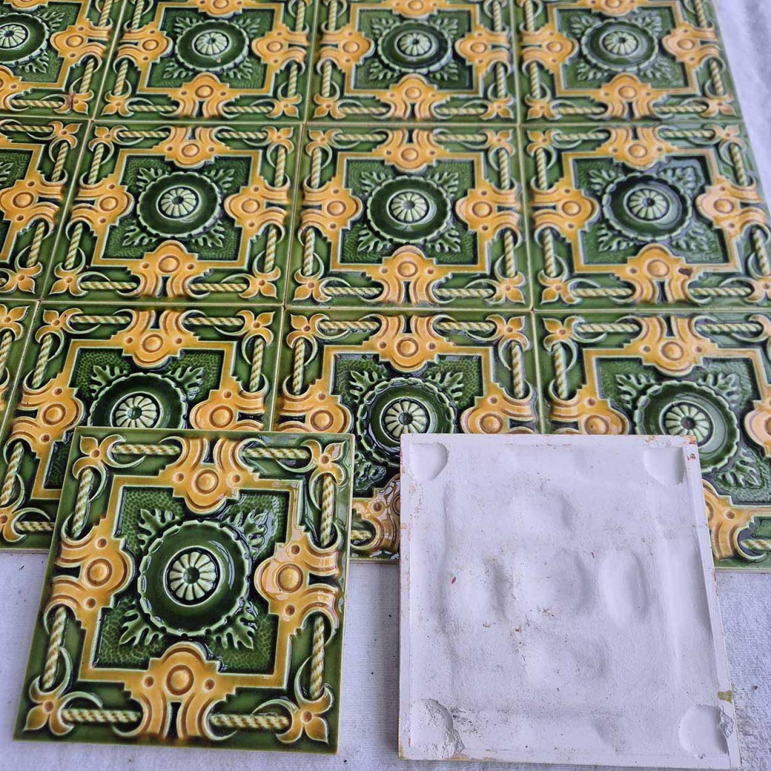1 of the 275 Art Deco Glazed Relief Tiles by Gilliot, circa 1920 For Sale 1