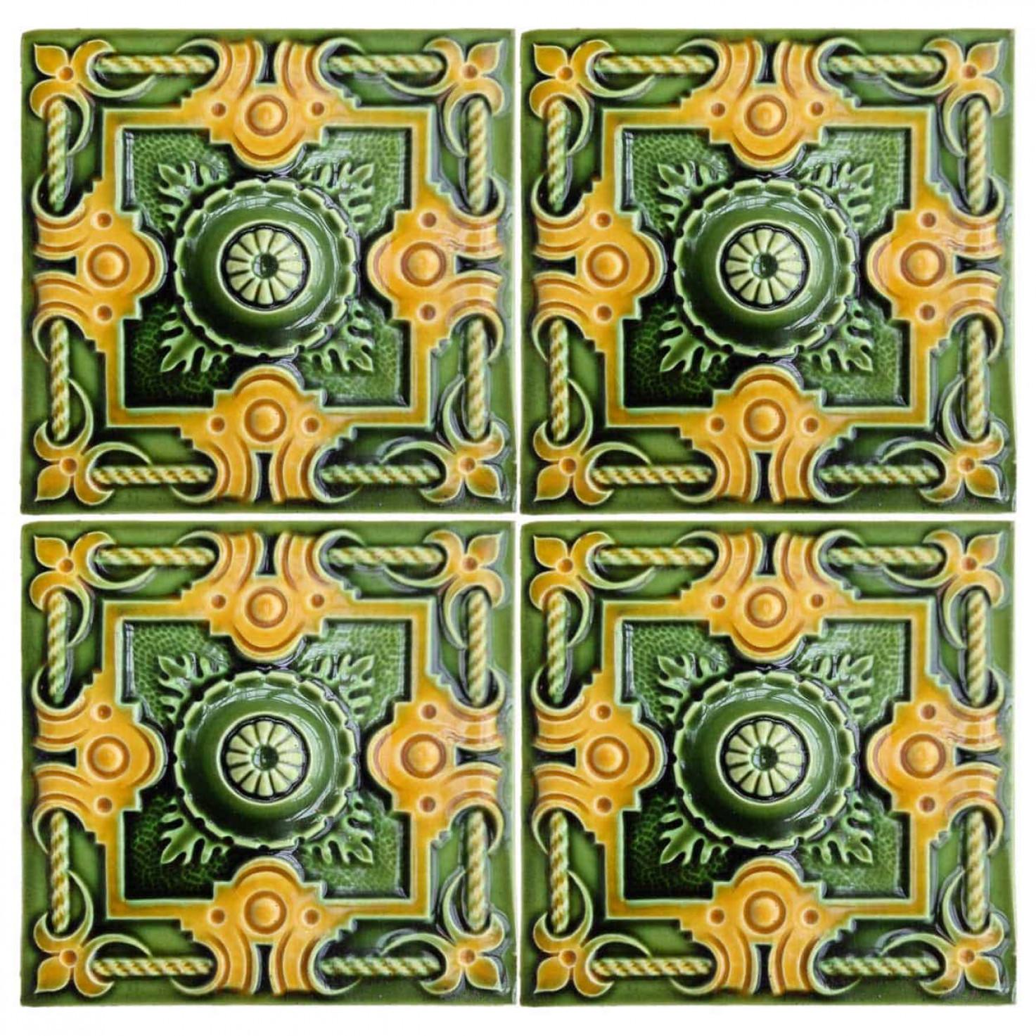 1 of the 275 Art Deco Glazed Relief Tiles by Gilliot, circa 1920 For Sale 2