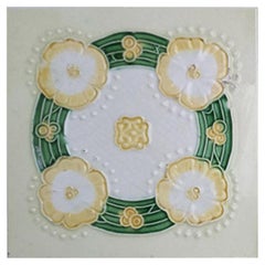 1 of the 28 Unique Art Nouveau Relief Tiles Manufactured by NV De Dijle, 1930