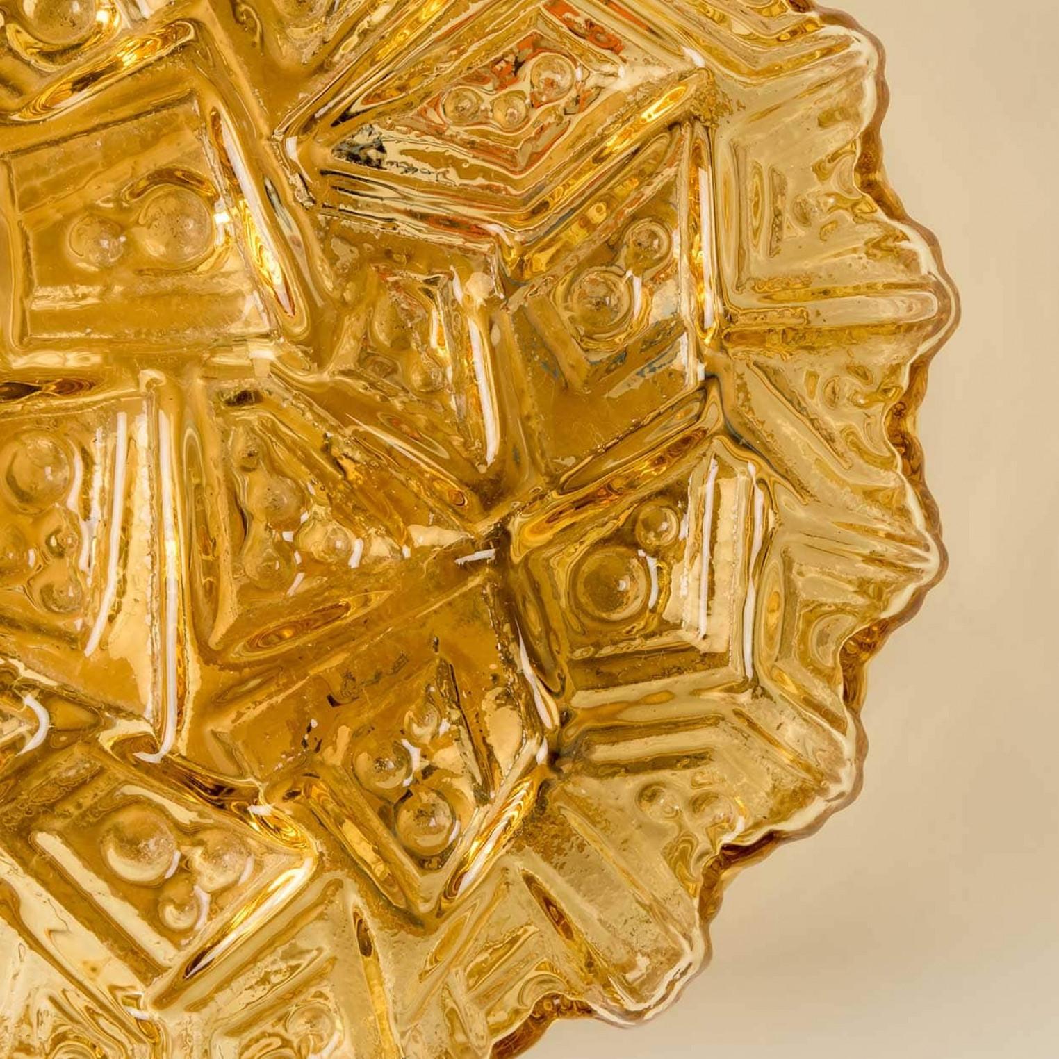 1 of the 3 Amber Glass Flush Mounts In Style Of Helena Tynell, Germany 1960s For Sale 4
