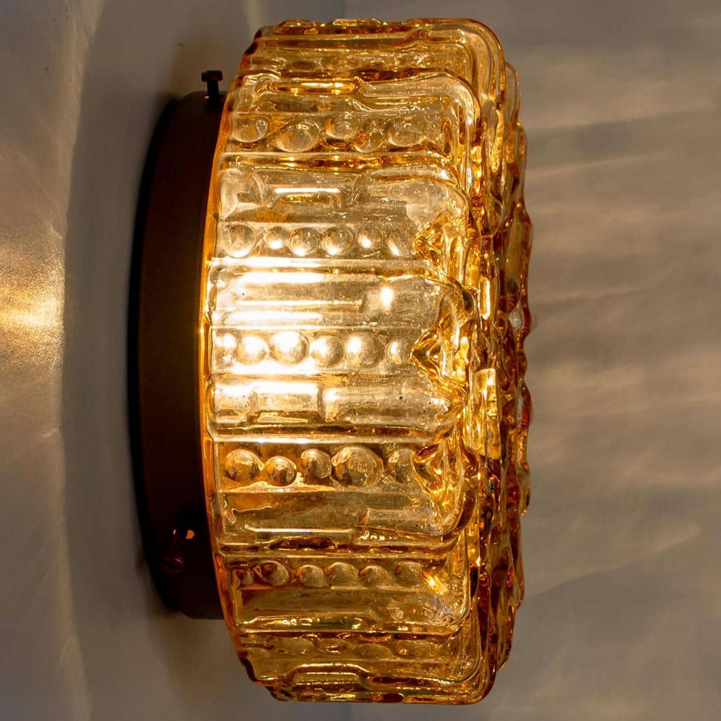 1 of the 3 Amber Glass Flush Mounts In Style Of Helena Tynell, Germany 1960s For Sale 5