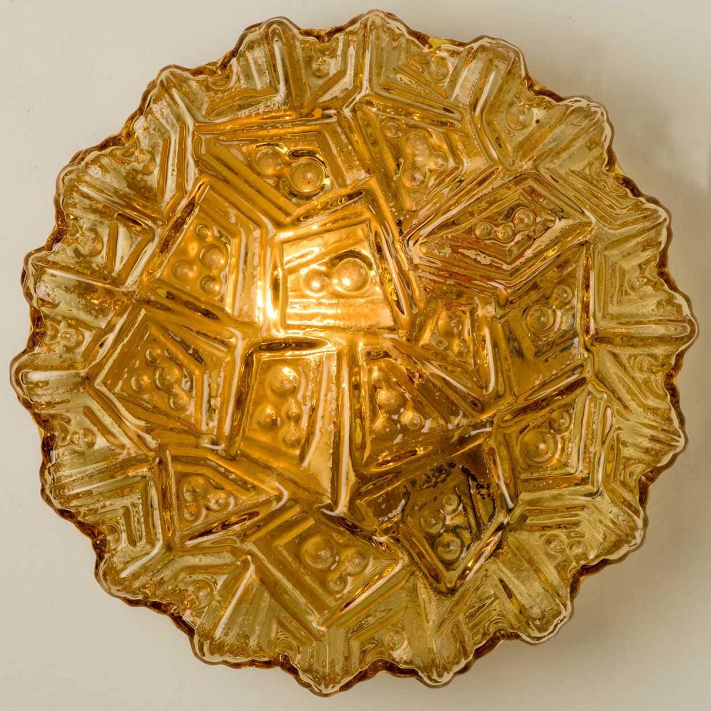 1 of the 3 Amber Glass Flush Mounts In Style Of Helena Tynell, Germany 1960s For Sale 6