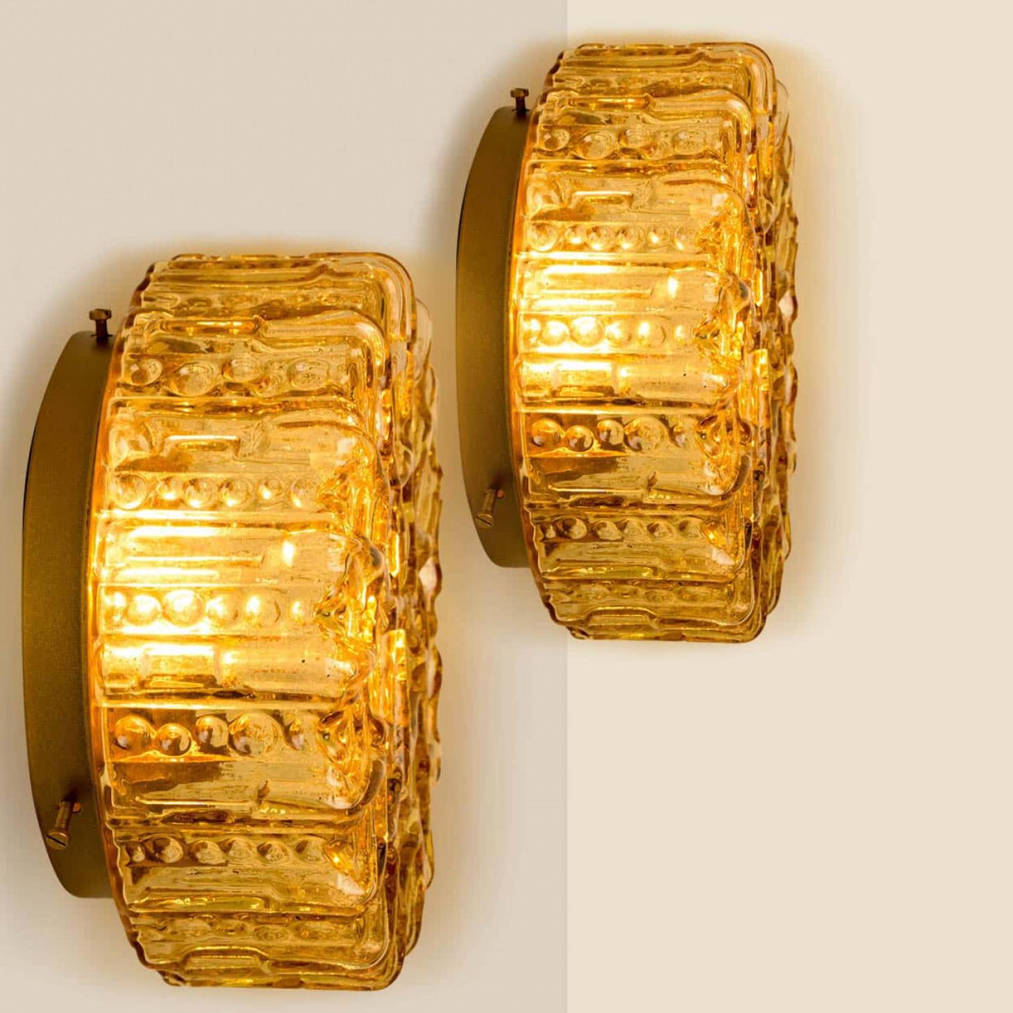 Other 1 of the 3 Amber Glass Flush Mounts In Style Of Helena Tynell, Germany 1960s For Sale