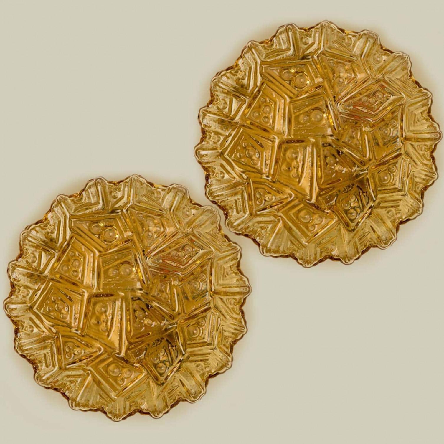1 of the 3 Amber Glass Flush Mounts In Style Of Helena Tynell, Germany 1960s For Sale 2