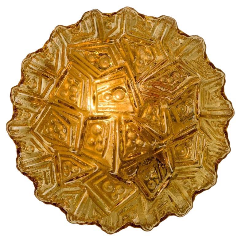 1 of the 3 Amber Glass Flush Mounts In Style Of Helena Tynell, Germany 1960s For Sale