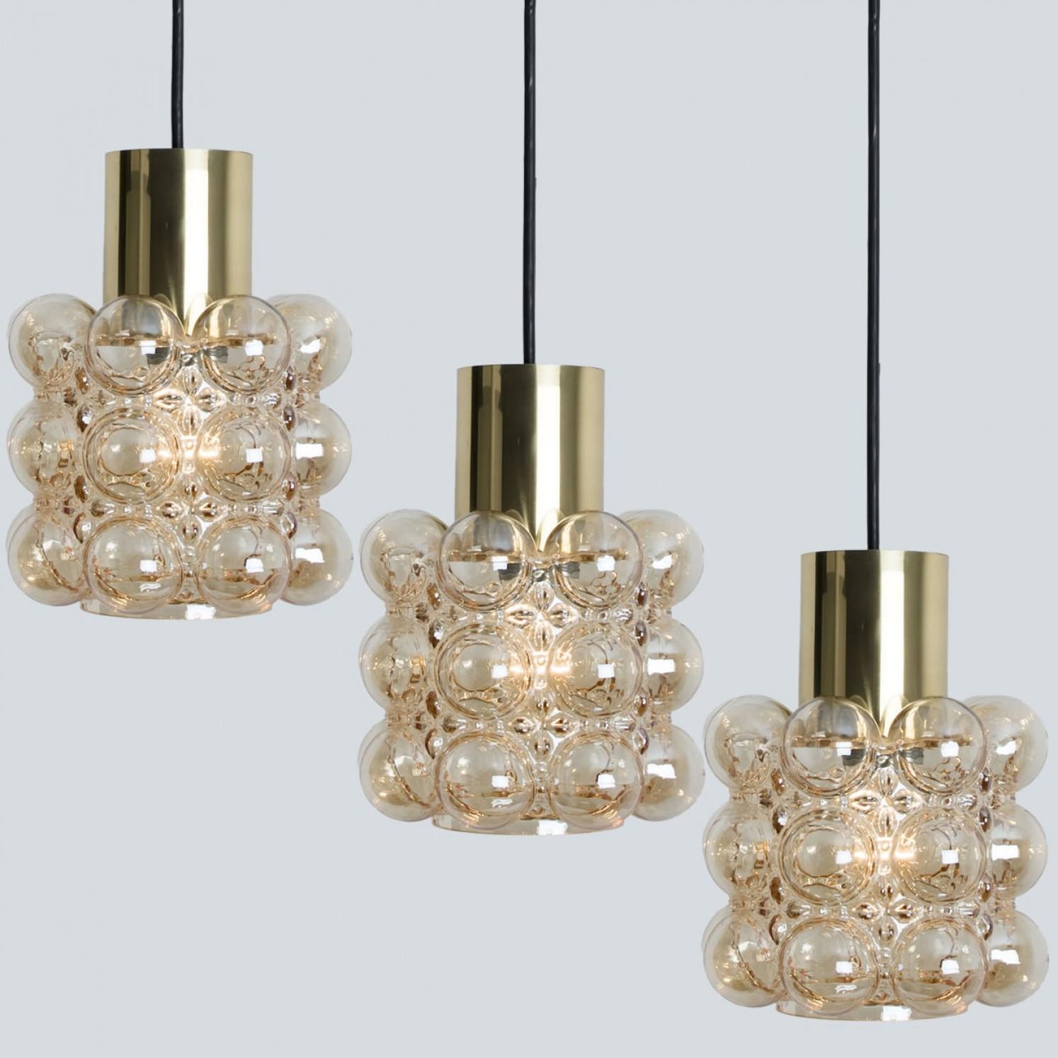 1 of the 3 Amber Glass Pedants by Helena Tynell for Glashütte Limburg, 1960 in vendita 3