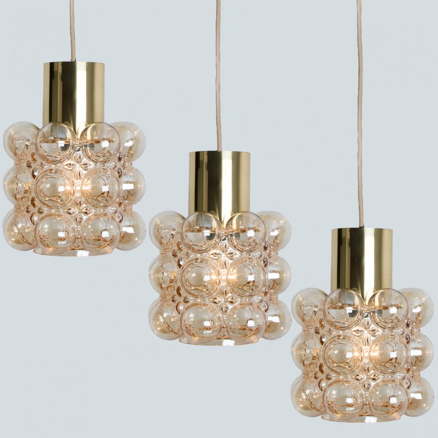 1 of the 3 Amber Glass Pedants by Helena Tynell for Glashütte Limburg, 1960 in vendita 4