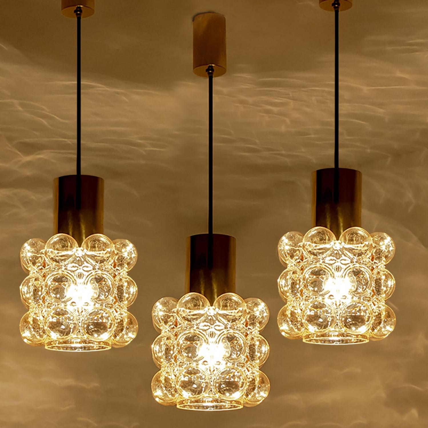 1 of the 3 Amber Glass Pedants by Helena Tynell for Glashütte Limburg, 1960 For Sale 5