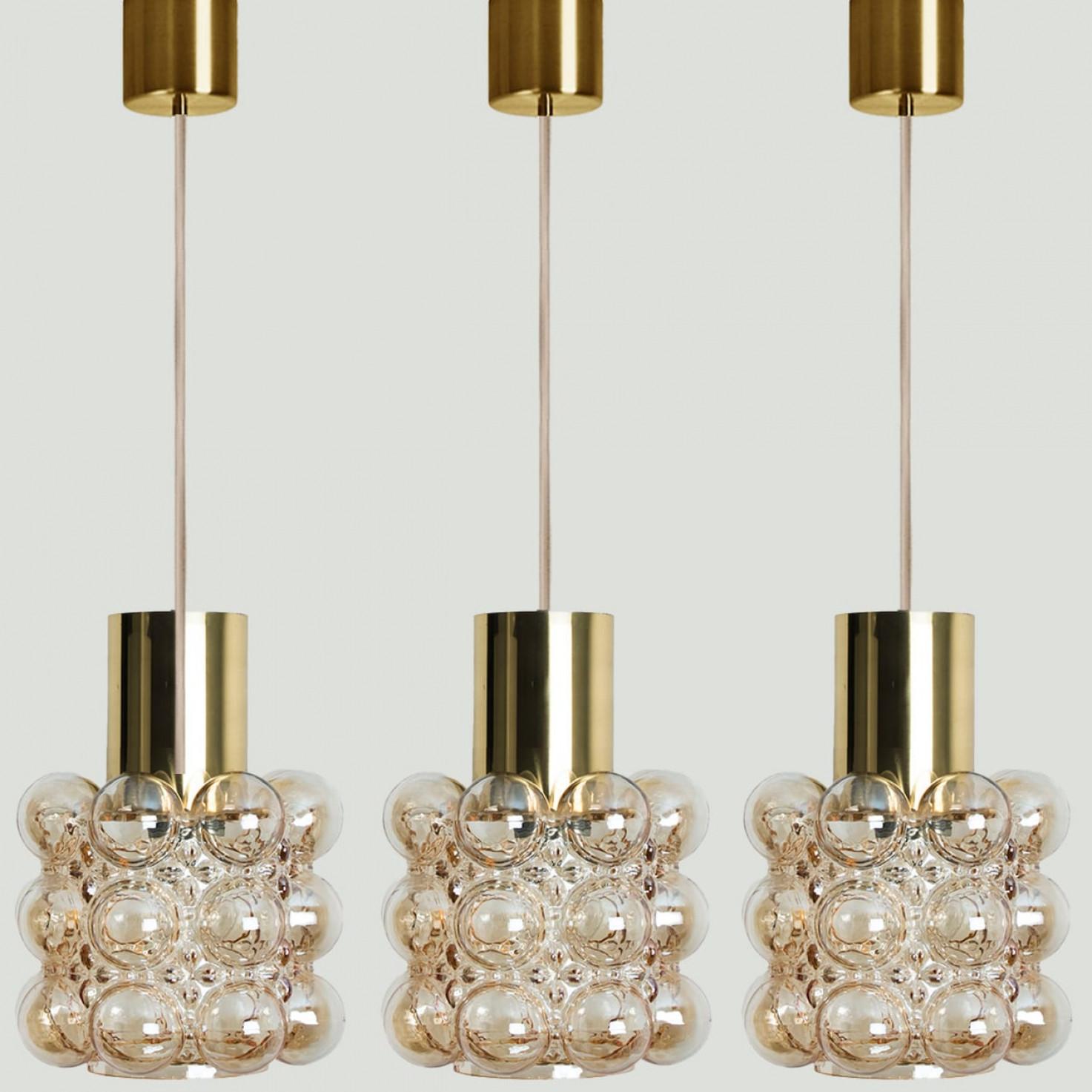 1 of the 3 Amber Glass Pedants by Helena Tynell for Glashütte Limburg, 1960 in vendita 5