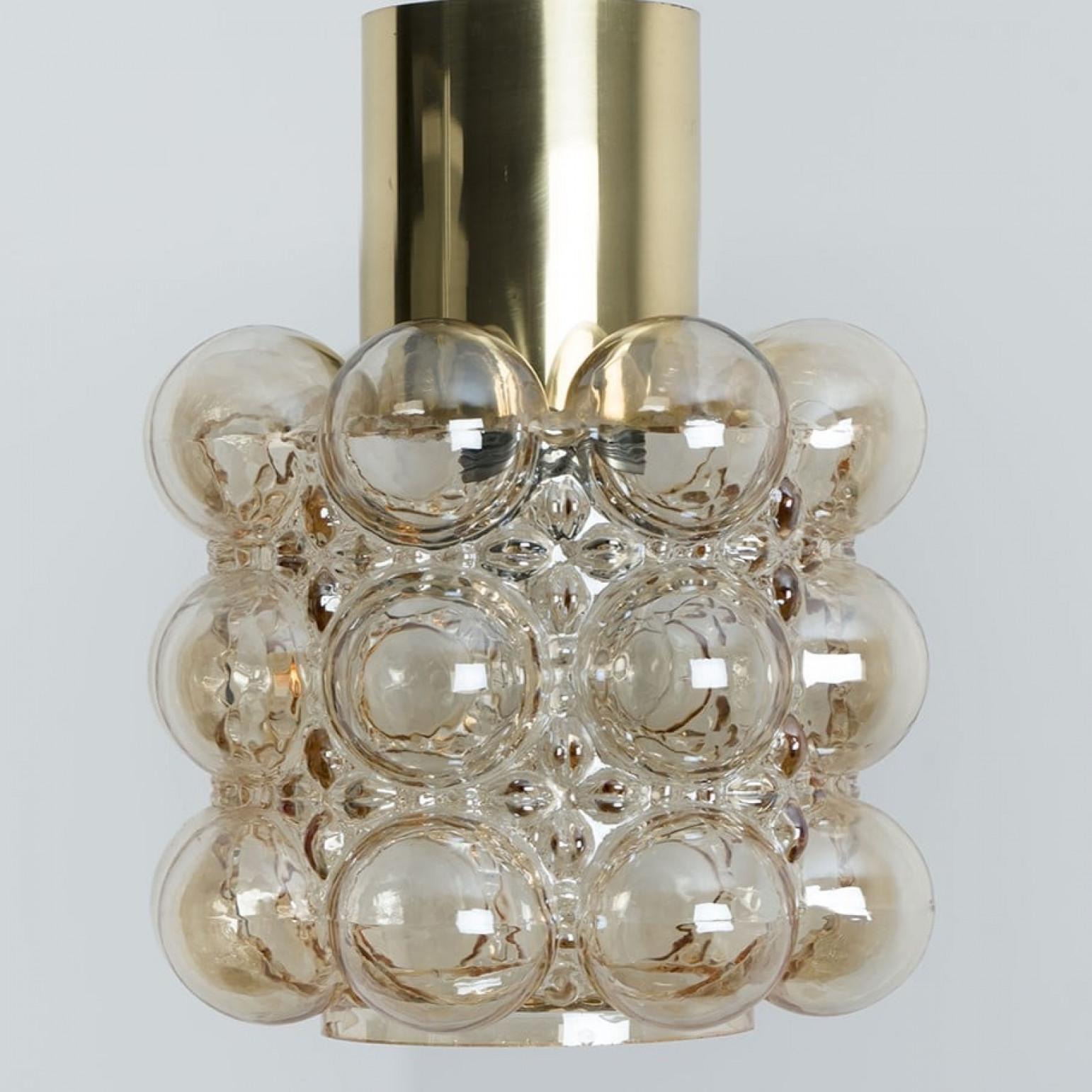 Mid-Century moderno 1 of the 3 Amber Glass Pedants by Helena Tynell for Glashütte Limburg, 1960 in vendita