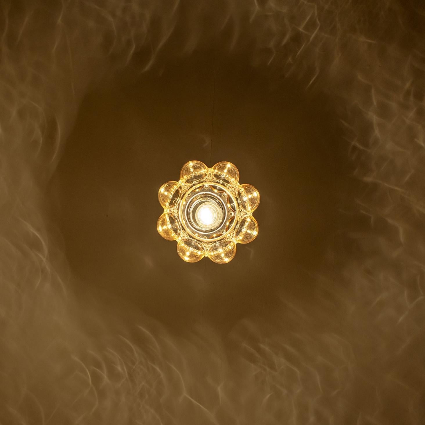 German 1 of the 3 Amber Glass Pedants by Helena Tynell for Glashütte Limburg, 1960 For Sale