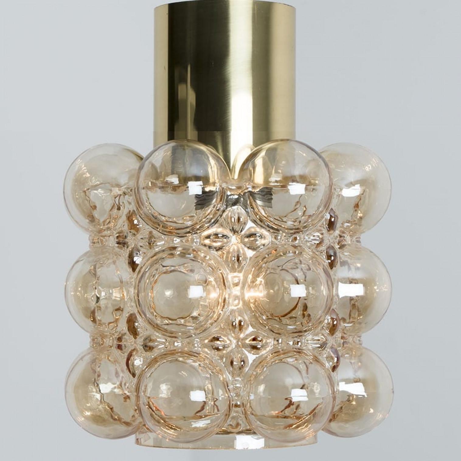 Blown Glass 1 of the 3 Amber Glass Pedants by Helena Tynell for Glashütte Limburg, 1960 For Sale