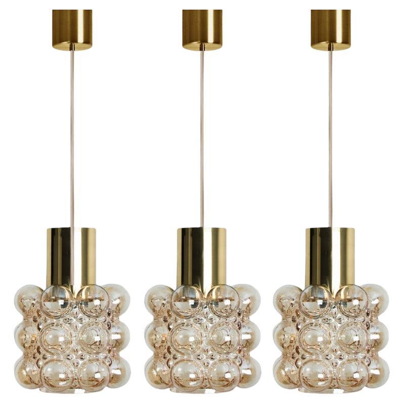 1 of the 3 Amber Glass Pedants by Helena Tynell for Glashütte Limburg, 1960 in vendita