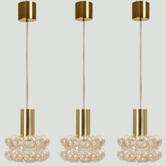 1 of the 3 Amber Glass Pedants by Helena Tynell for Glashütte Limburg, 1970