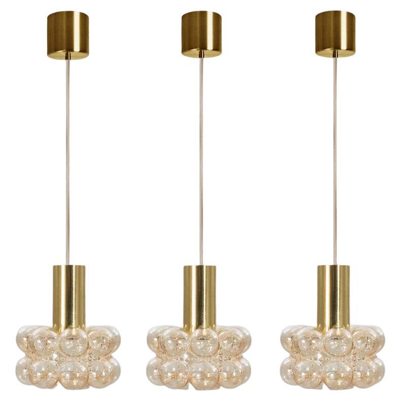 1 of the 3 Amber Glass Pedants by Helena Tynell for Glashütte Limburg, 1970 For Sale
