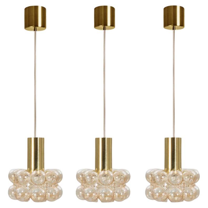 1 of the 3 Amber Glass Pedants by Helena Tynell for Glashütte Limburg, 1970