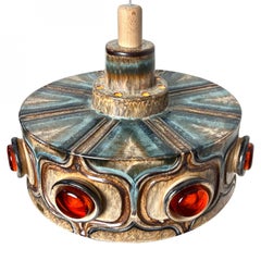 1 of the 3 Axella Ceramic Brown and Blue Ceramic Pendant Light, Denmark, 1970s