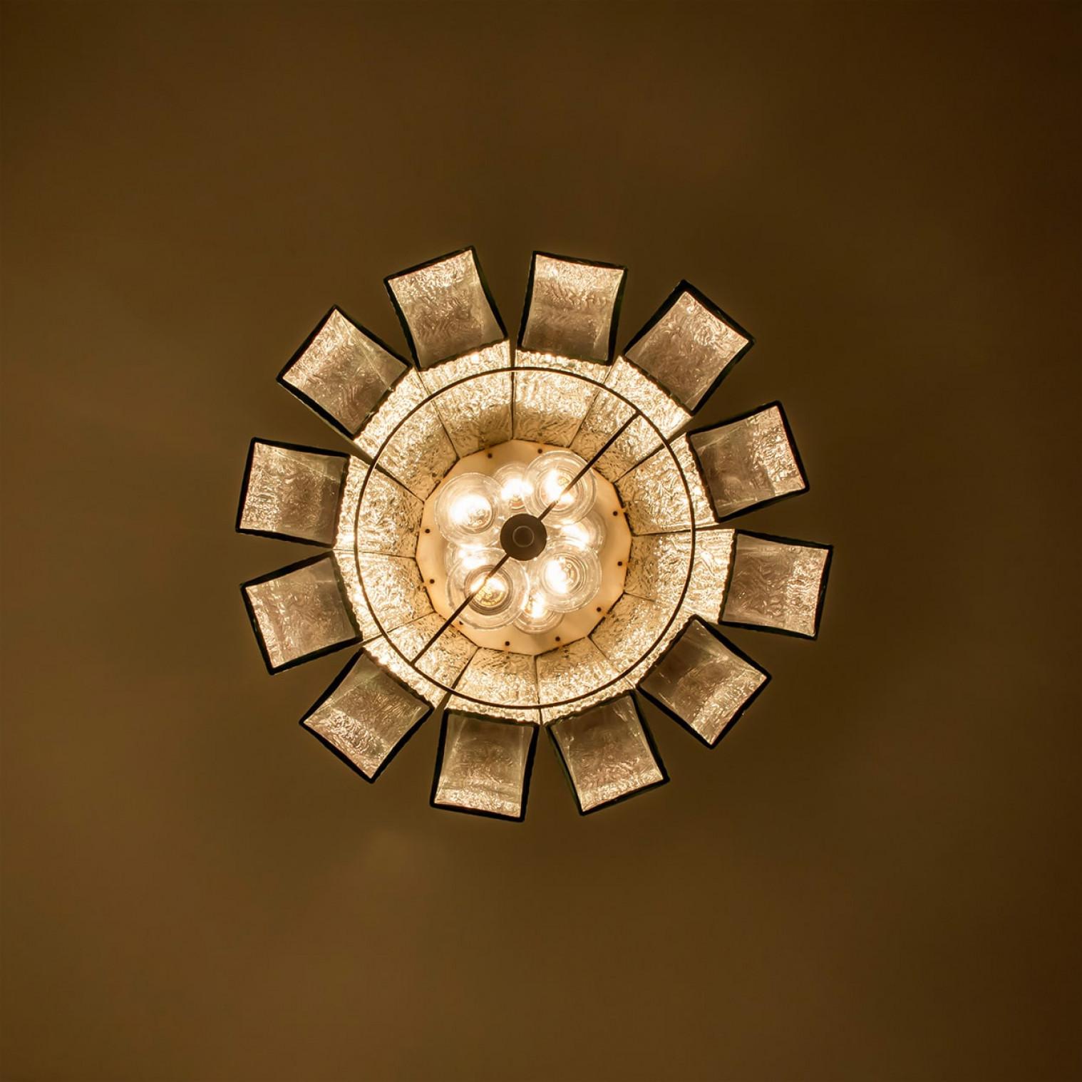 1 of the 3 Beautiful 12 Glass Tubes Chandelier by Doria Leuchten, Germany 1970 For Sale 3