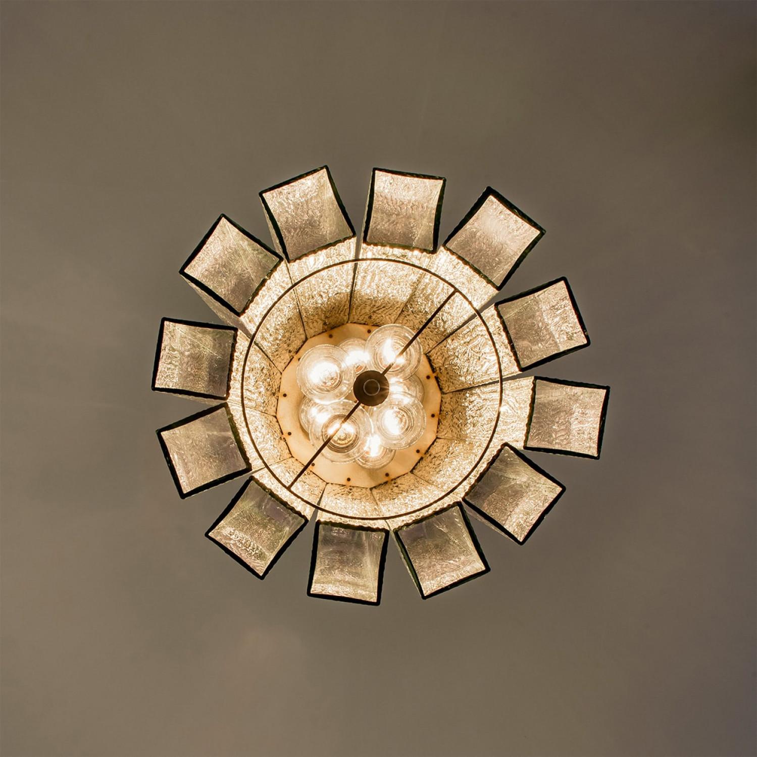 1 of the 3 Beautiful 12 Glass Tubes Chandelier by Doria Leuchten, Germany 1970 For Sale 9