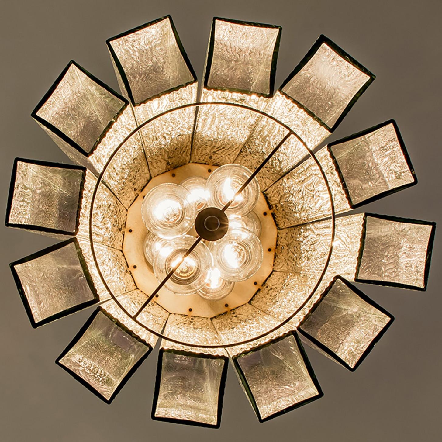 1 of the 3 Beautiful 12 Glass Tubes Chandelier by Doria Leuchten, Germany 1970 For Sale 10