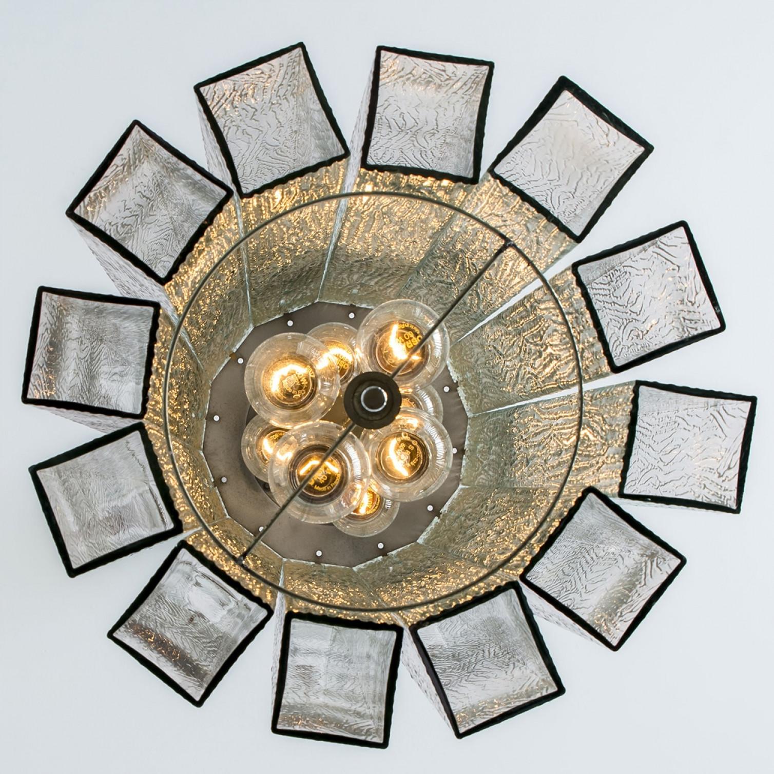 Late 20th Century 1 of the 3 Beautiful 12 Glass Tubes Chandelier by Doria Leuchten, Germany 1970 For Sale