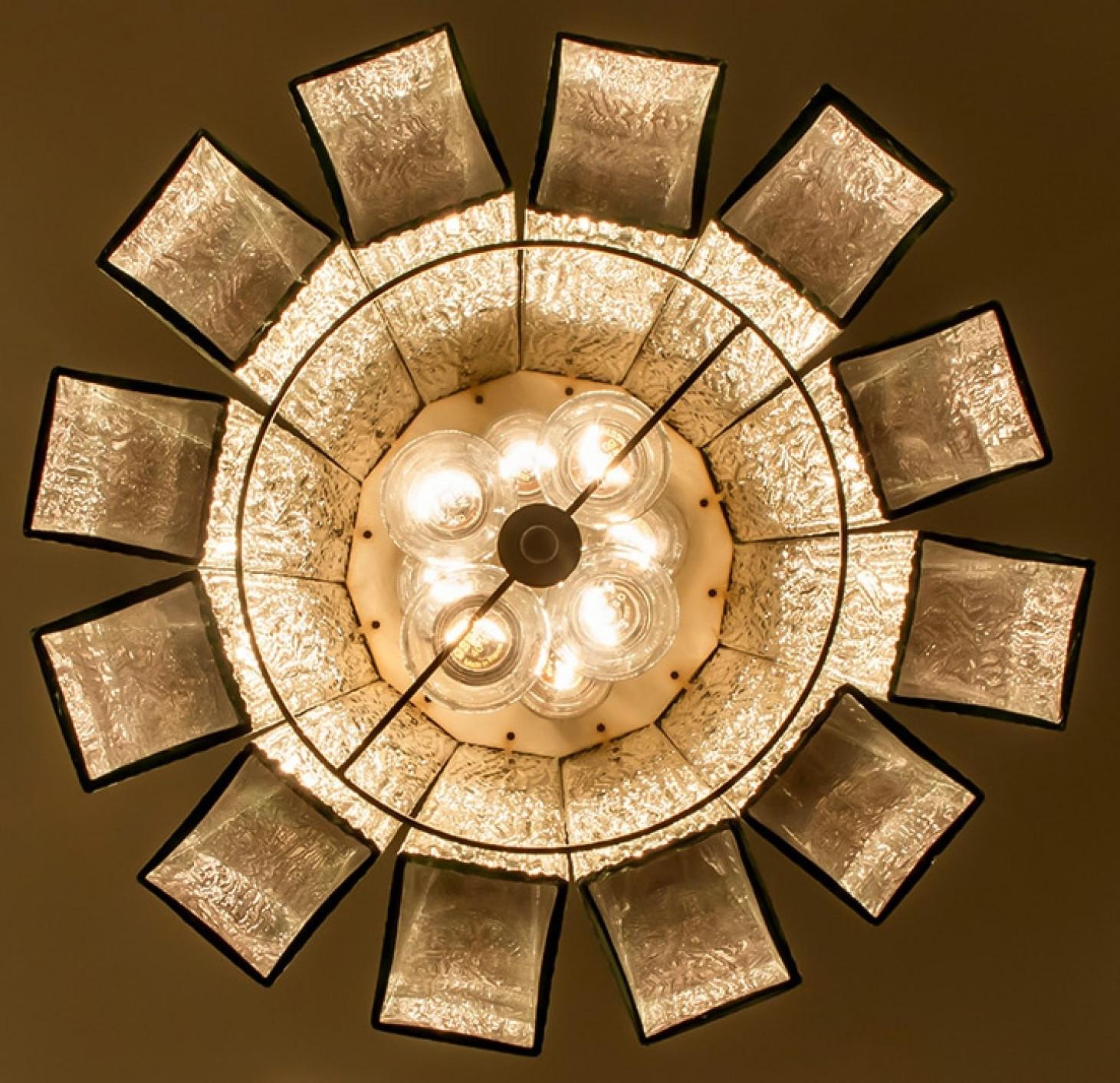 1 of the 3 Beautiful 12 Glass Tubes Chandelier by Doria Leuchten, Germany 1970 For Sale 2