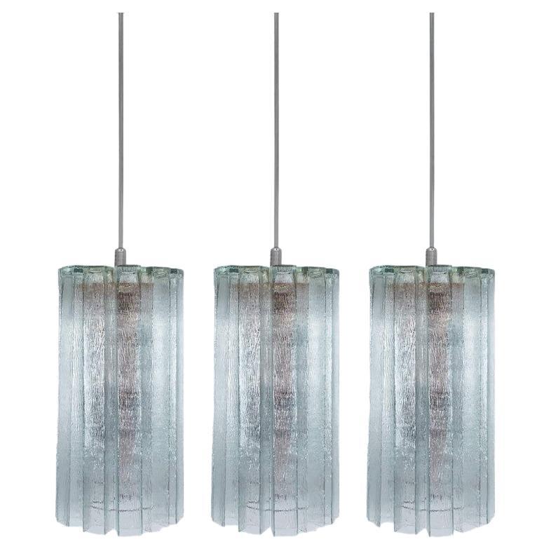 1 of the 3 Beautiful 12 Glass Tubes Chandelier by Doria Leuchten, Germany 1970 For Sale