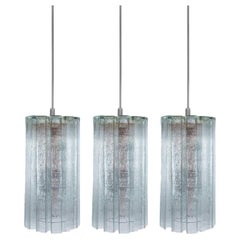 1 dei 3 bellissimi lampadari a 12 tubi di vetro di Doria Leuchten Germany, Germania 1970