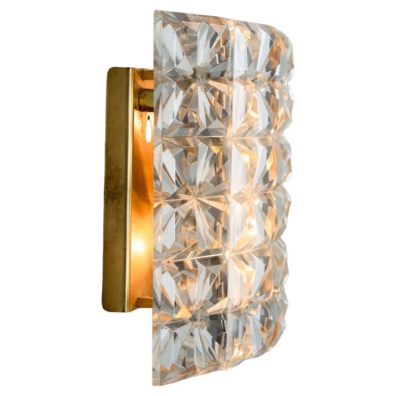 1 of the 3 Brass and Crystal Glass Wall Lights by Kinkeldey, 1970s For Sale