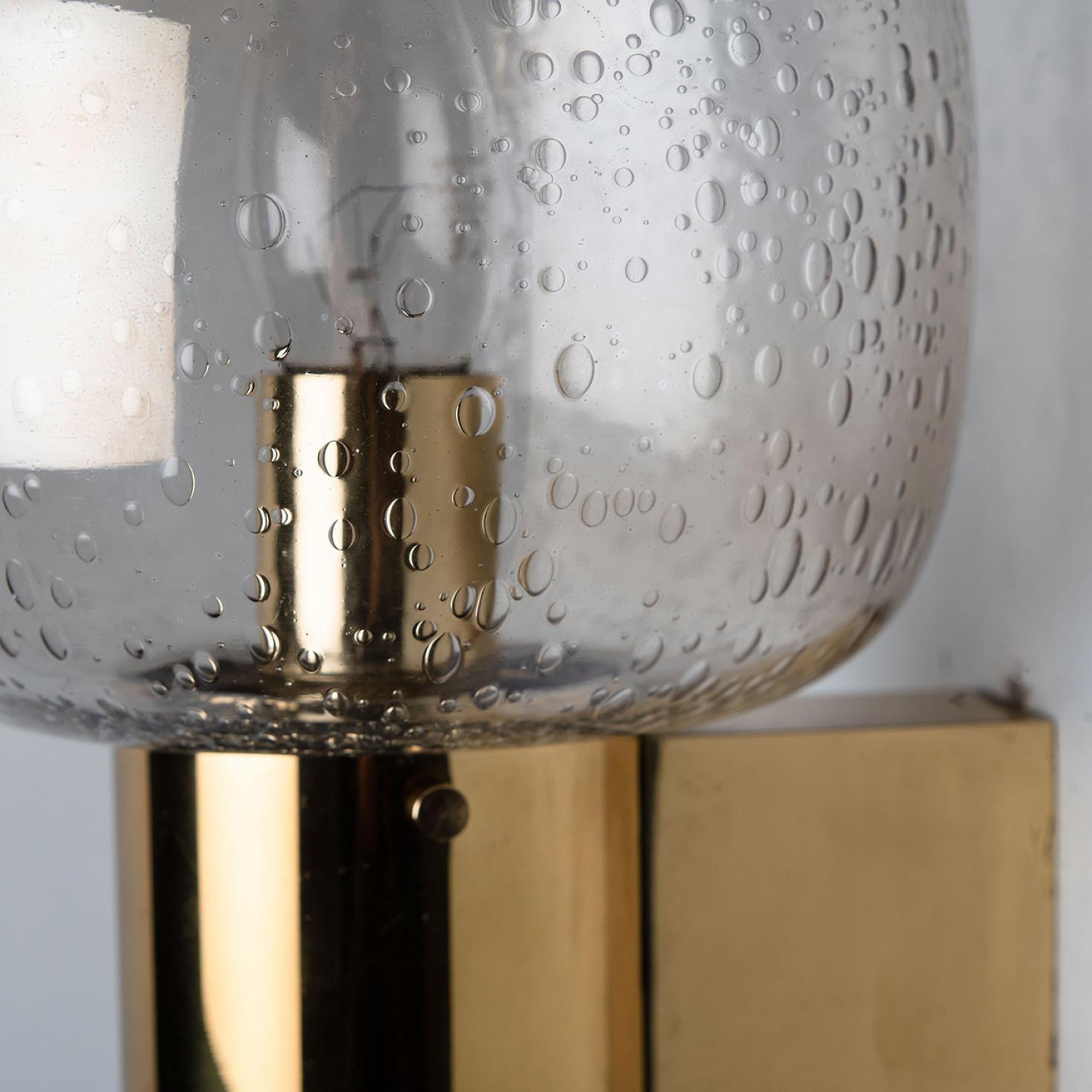 Mid-Century Modern 1 Of the 3 Brass and Glass Wall Lights in style of Hans Agne Jakobsson , circa 1 For Sale