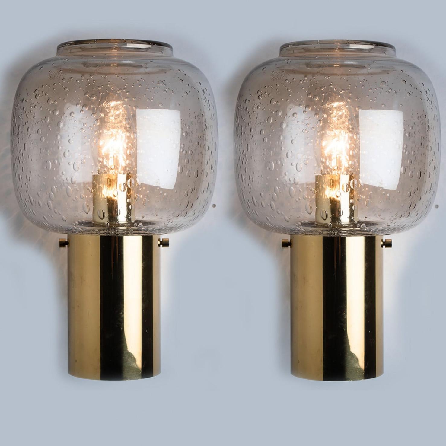 Mid-Century Modern 1 Of the 3 Brass and Glass Wall Lights in style of Hans Agne Jakobsson , circa 1 For Sale