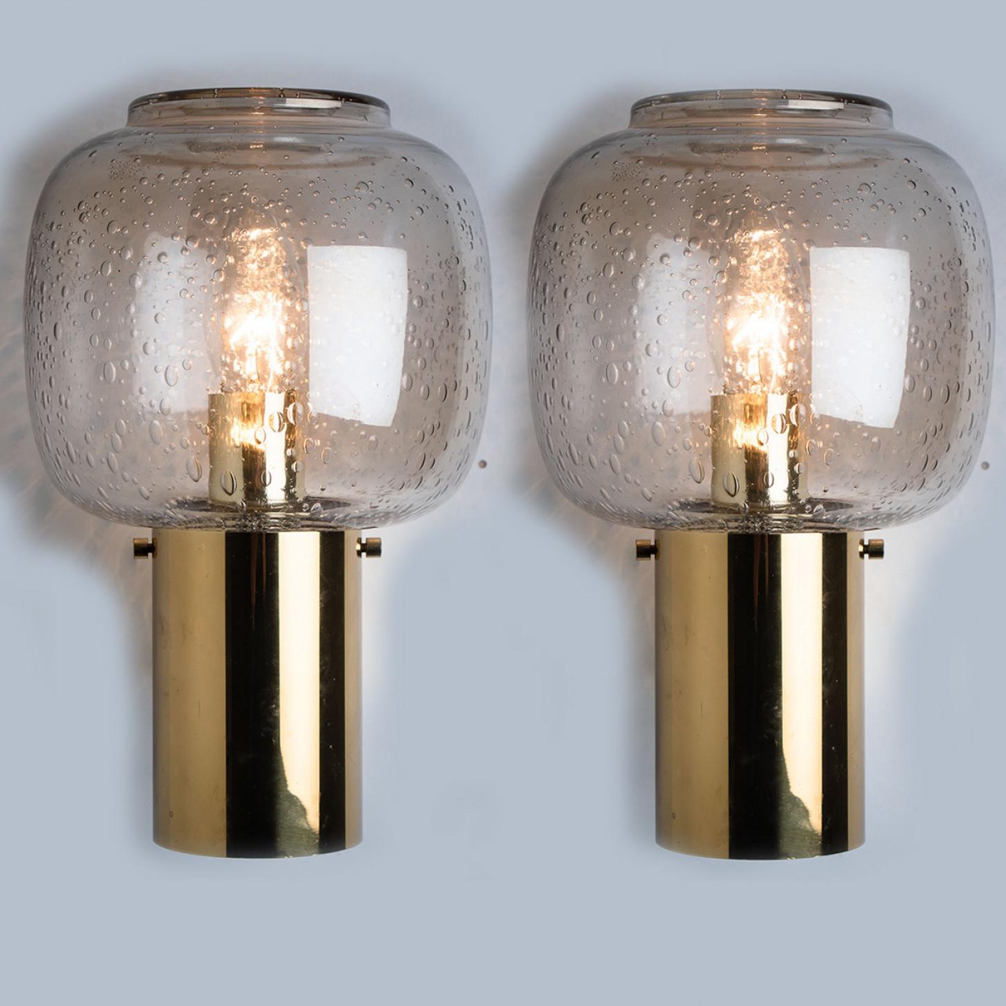 Swedish 1 Of the 3 Brass and Glass Wall Lights in style of Hans Agne Jakobsson , circa 1 For Sale