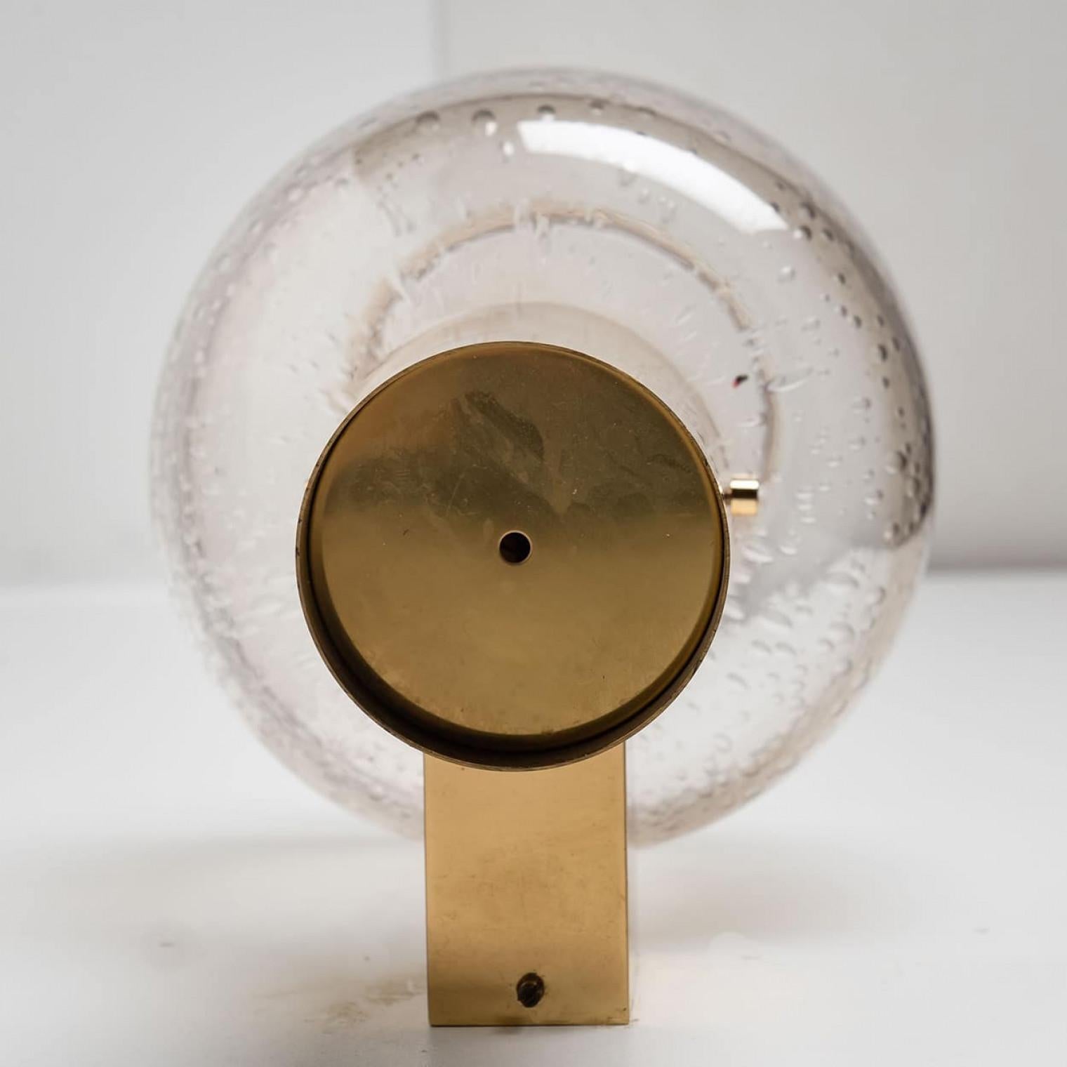 1 Of the 3 Brass and Glass Wall Lights in style of Hans Agne Jakobsson , circa 1 In Good Condition For Sale In Rijssen, NL