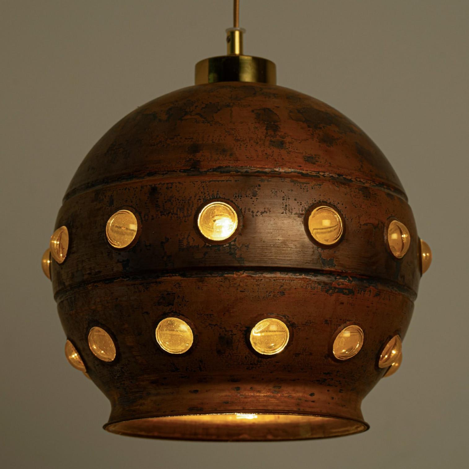 1 of the 3 Brutalist Copper Pendant Lamp in the style of Nanny Still, 1970 im Angebot 5