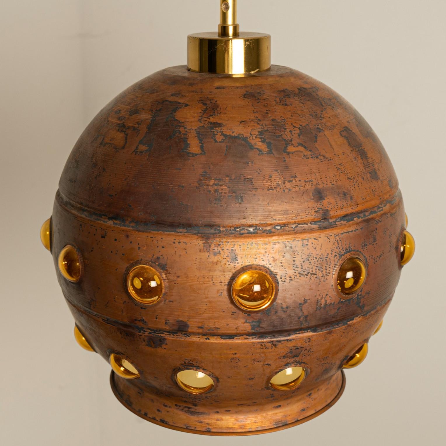 1 of the 3 Brutalist Copper Pendant Lamp in the style of Nanny Still, 1970 im Angebot 6