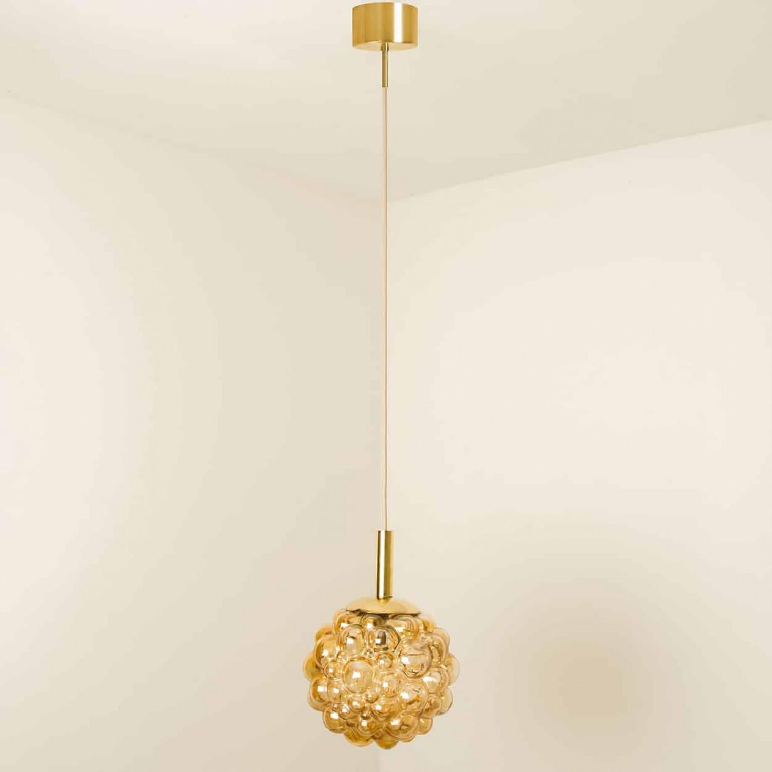 1 of the 3 Bubbled Glass Pendants by Helena Tynell, Germany 1970 For Sale 3