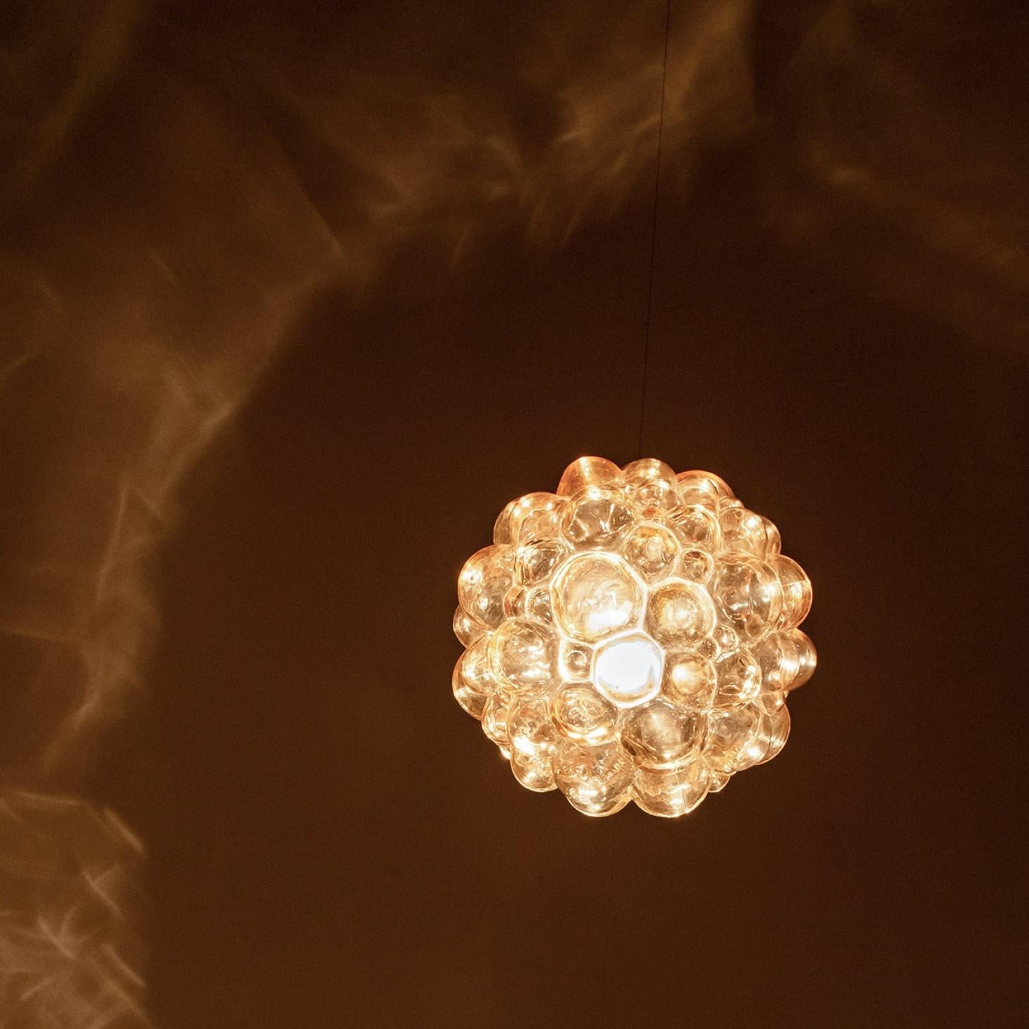 Blown Glass 1 of the 3 Bubbled Glass Pendants by Helena Tynell, Germany 1970 For Sale
