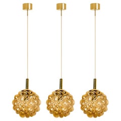 1 of the 3 Bubbled Glass Pendants by Helena Tynell, Germany 1970