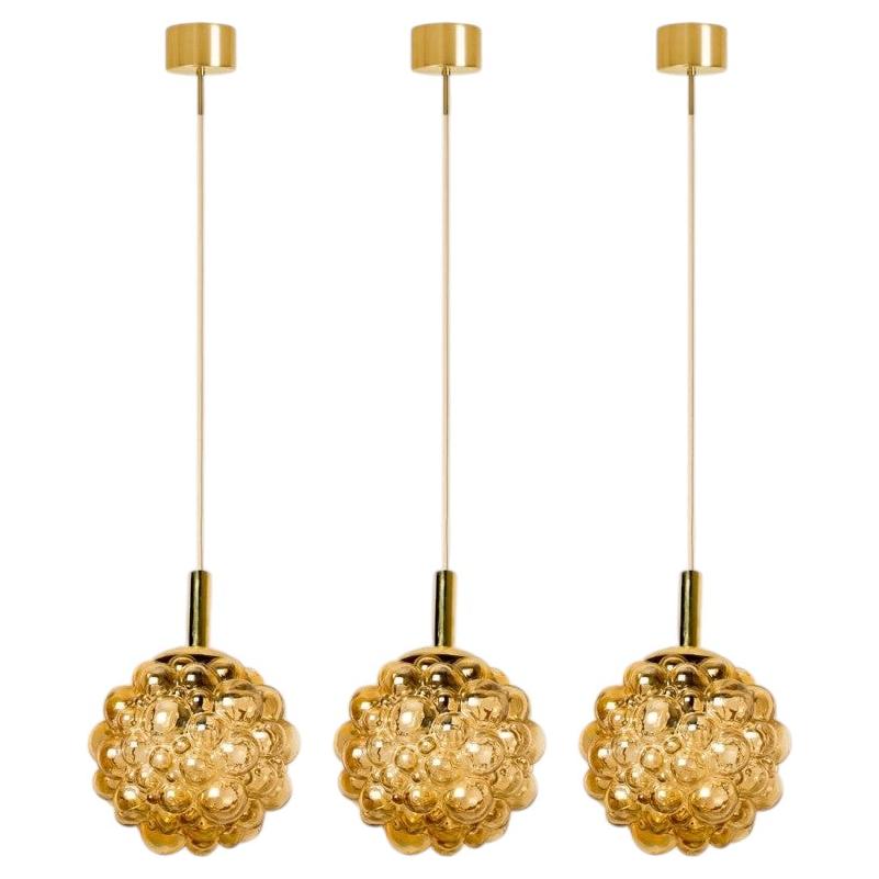 1 of the 3 Bubbled Glass Pendants by Helena Tynell, Germany 1970
