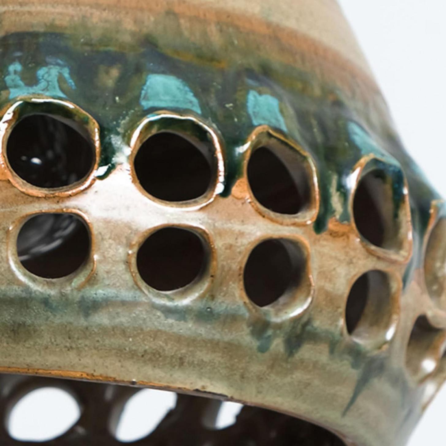 Altro 1 dei 3 ciondoli in ceramica marrone blu, Danimarca anni '60 in vendita