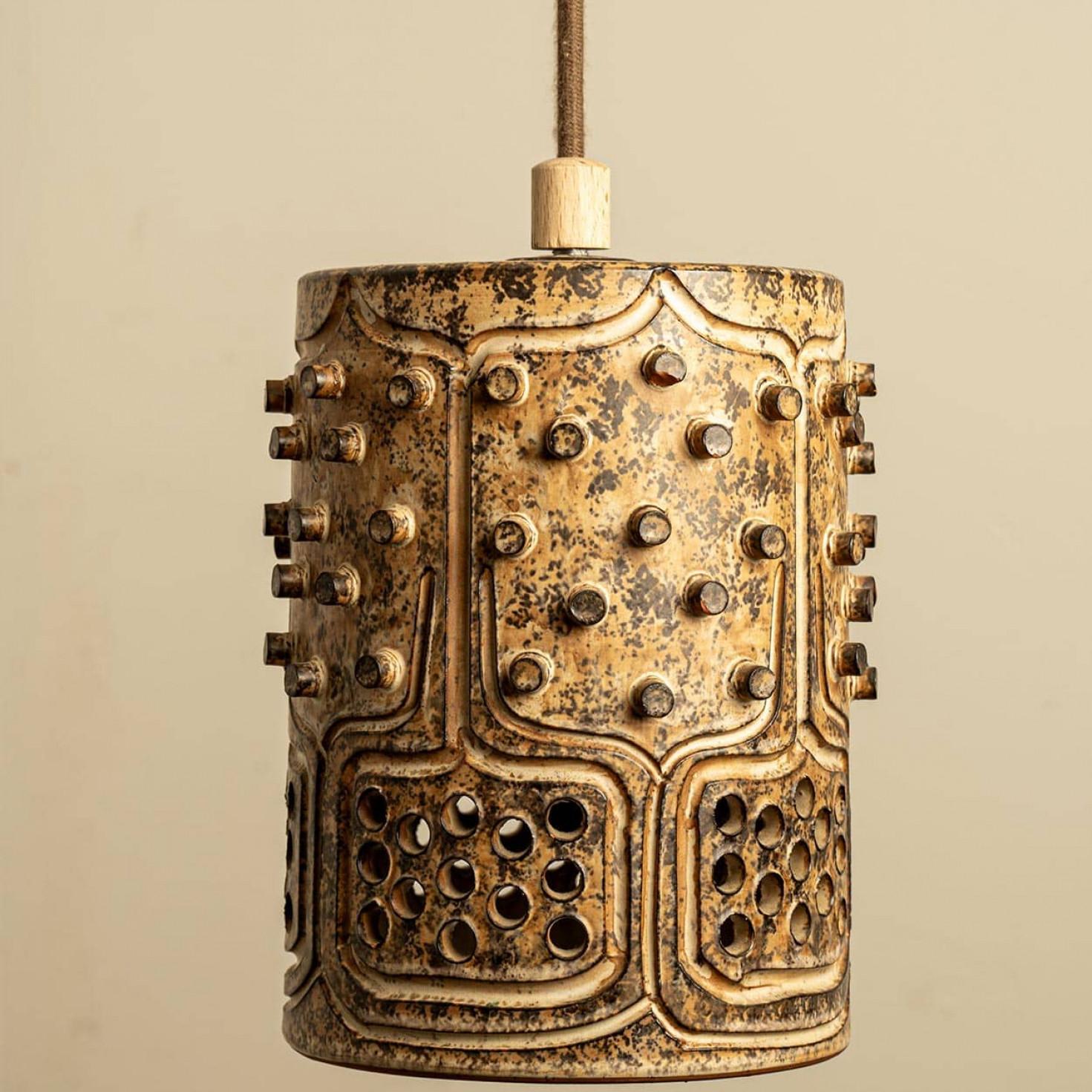 1 dei 3 pendenti in ceramica marrone, Danimarca 1960 in vendita 3
