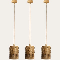 1 of the 3 Ceramic Brown Pendants, Denmark 1960