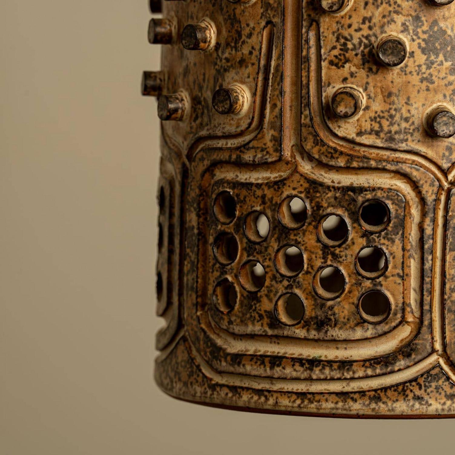 1 dei 3 pendenti in ceramica marrone, Danimarca 1960 In condizioni buone in vendita a Rijssen, NL