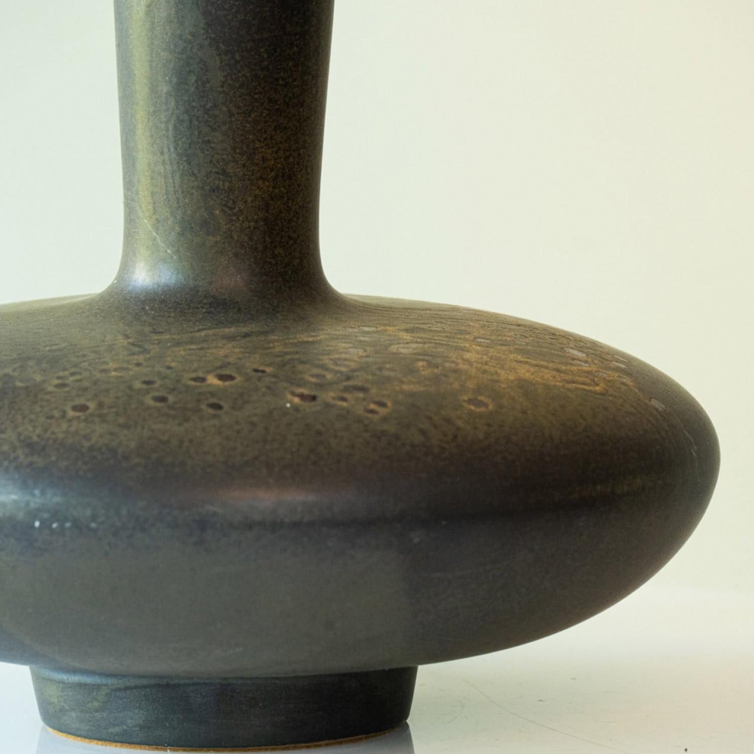 Late 20th Century 1 of the 3 Ceramic Floor Lamps, Custom Silk Lamp Shades by R. Houben For Sale