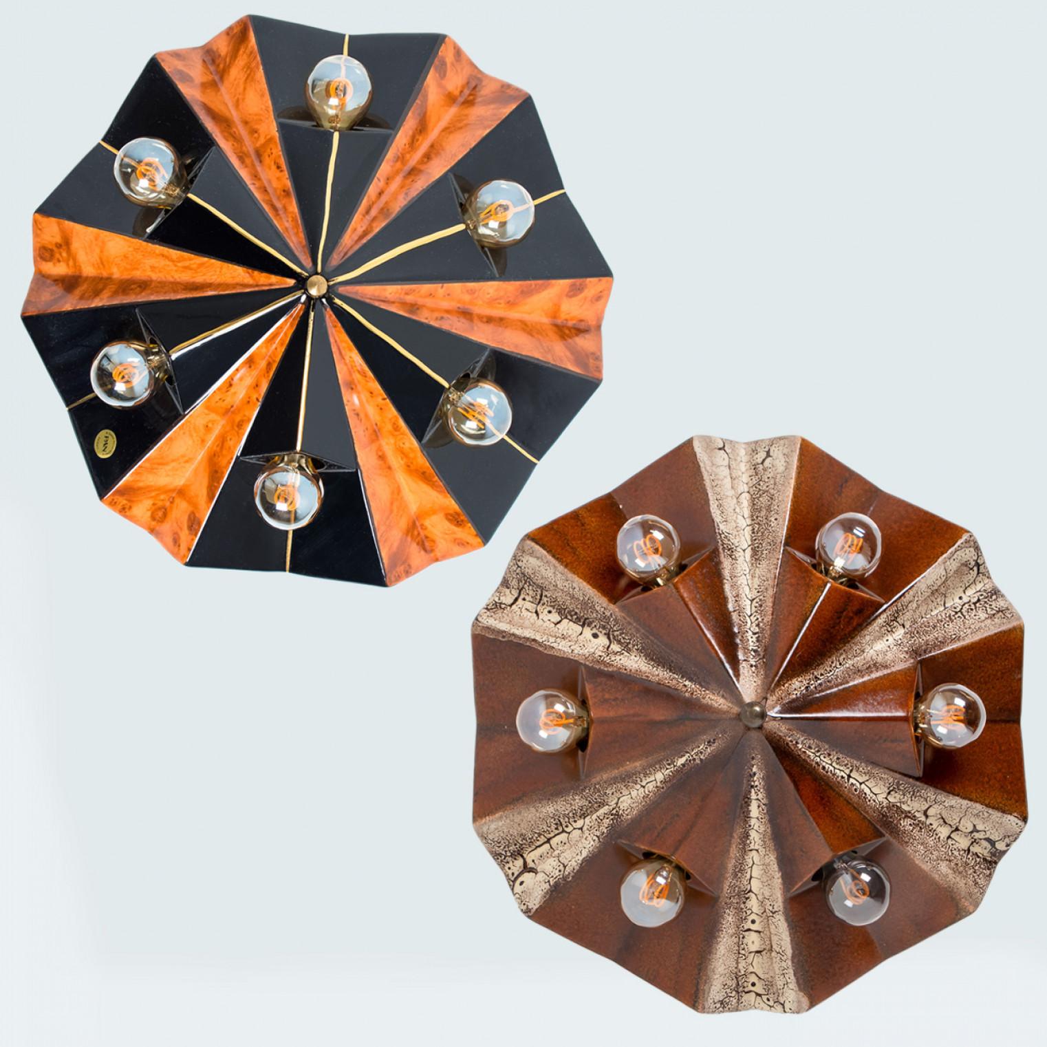 1 delle 3 lampade in ceramica Star Brown Beige, Germania, anni '70 in vendita 4