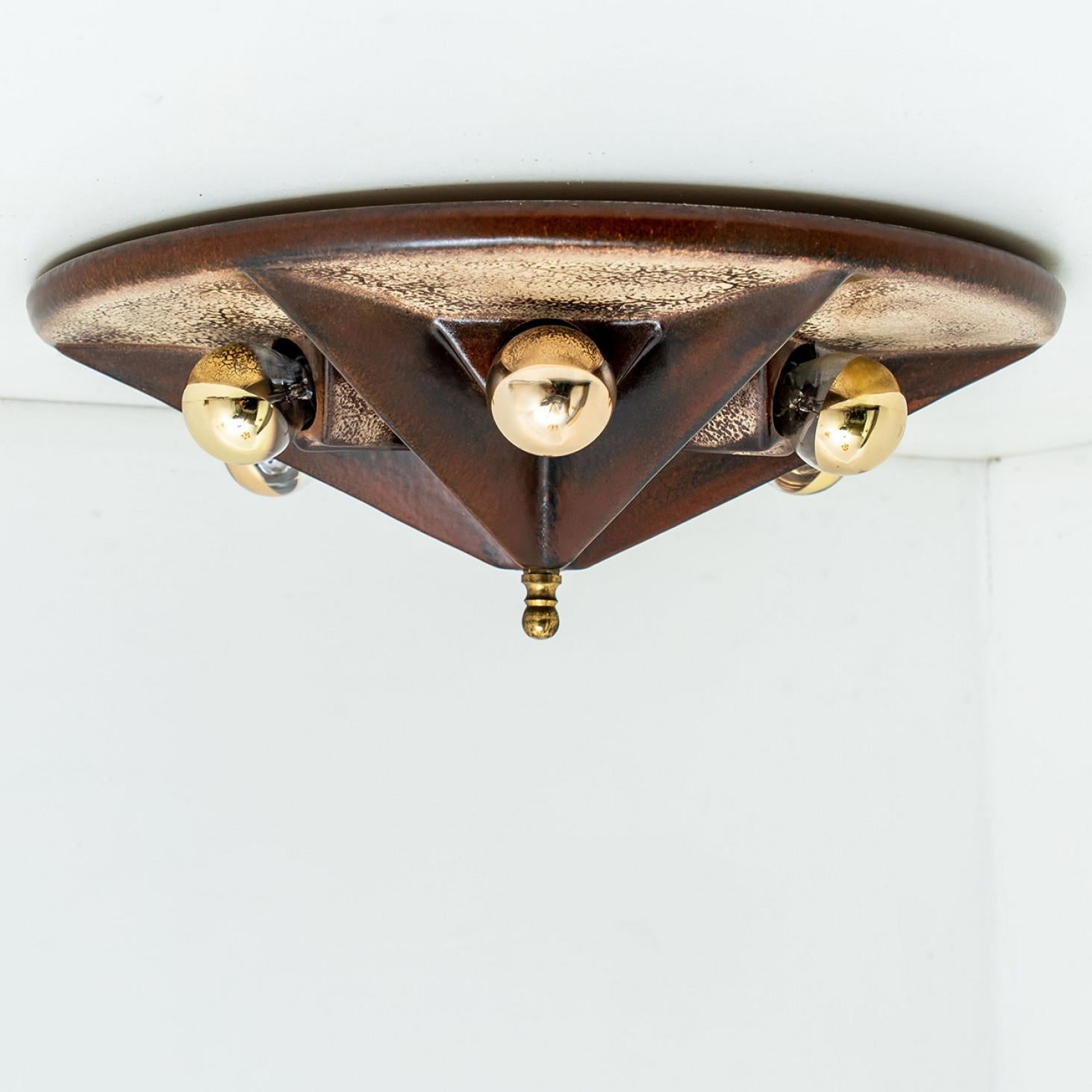 1 delle 3 lampade in ceramica Star Brown Beige, Germania, anni '70 in vendita 5