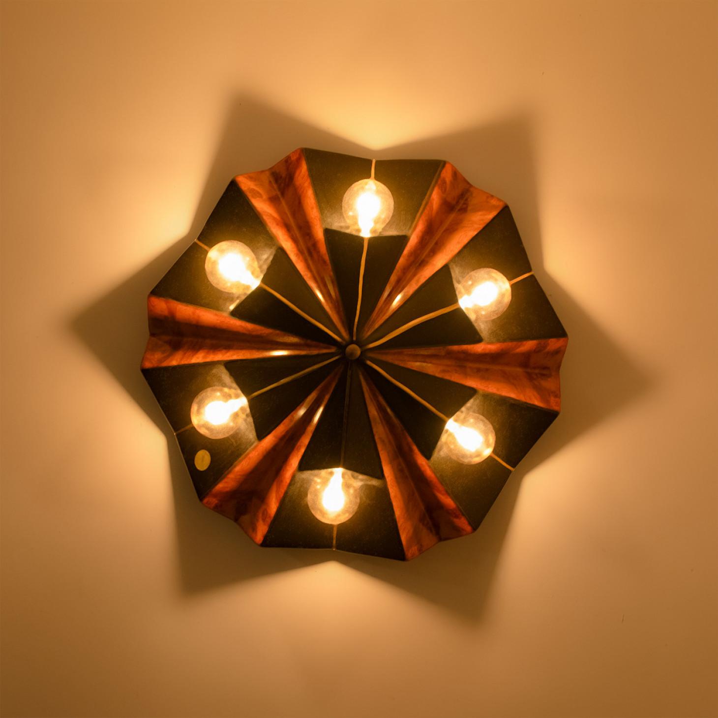 1 delle 3 lampade in ceramica Star Brown Beige, Germania, anni '70 in vendita 11