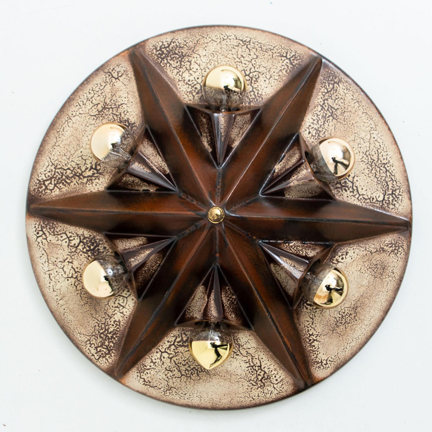 Altro 1 delle 3 lampade in ceramica Star Brown Beige, Germania, anni '70 in vendita