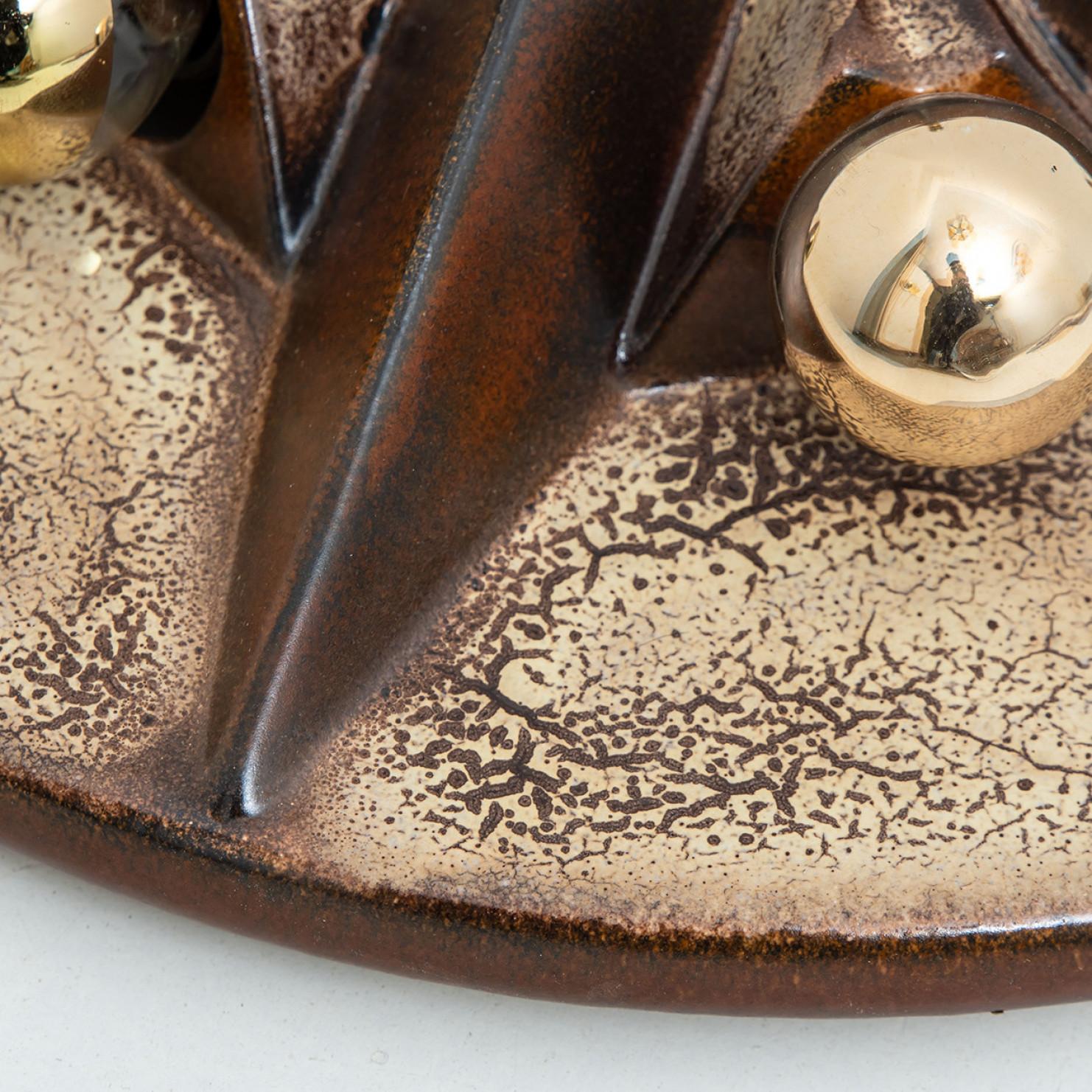 Tedesco 1 delle 3 lampade in ceramica Star Brown Beige, Germania, anni '70 in vendita