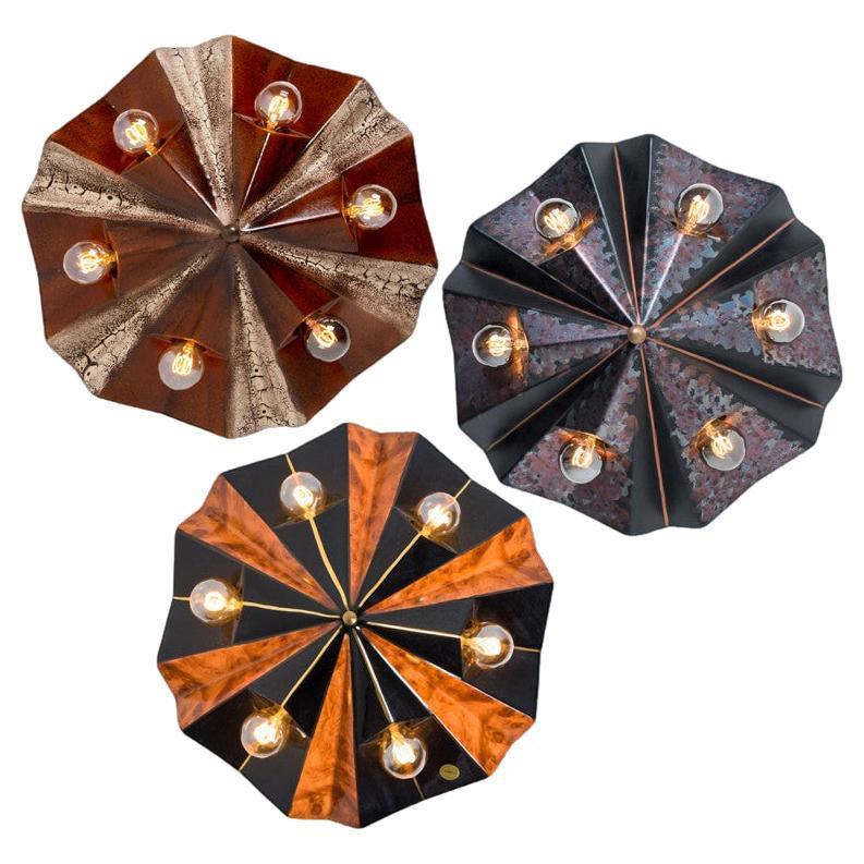 1 of the 3 Ceramic Star Brown Beige Ceramic Lamps, Germany, 1970s